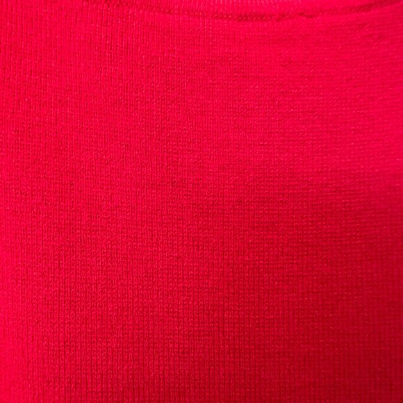 Red Ann Taylor Laser Cut Flounce Sweater Dress Sz Medium - Picture 7 of 8